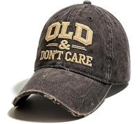 Old & Don’t Care Cap - Vintage Distressed Adjustable Baseball Hat with Embroidered Slogan | Funny Retro Gift for Dad, Grandpa, Men & Women in Grey