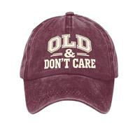 Old & Don't Care Baseball Cap | Vintage Distressed Adjustable Unisex Hat | for Running Travel Sports Daily Hiking Picnic Fishing Shopping Wine Red