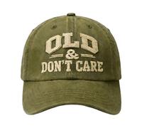 Old & Don't Care Hat, Funny Vintage Distressed Old & Don’t Care Cap, Adjustable Trucker Baseball Cap Retirement Gift for Dad Grandma Grandpa Army Green