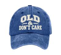 Old & Don't Care Hat, Vintage Distressed Old and Don't Care Hat, Adjustable Funny Baseball Caps for Men Women Sapphire