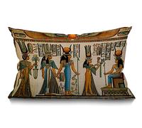 Old Egyptian Cushion Historical Empire Artwork Lumbar Pillow Covers Home Decorative Cotton Linen Pillow Case for Sofa Couch Housewarming Gifts Family Room Décor Rectangle 12 X 20 Inches 30 x 50 cm