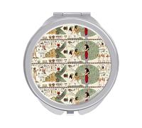 Old Egyptian Papyrus and Hieroglyph Retro Vintage Style Folding Make Up Mirror, Compact 2X/1X Magnification Mirror, Women Portable Travel Makeup Mirror 2.4 x 2.4 inch