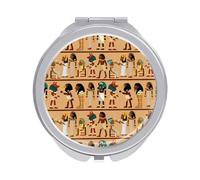 Old Egyptian Papyrus and Hieroglyph Retro Vintage Style Folding Make Up Mirror, Compact 2X/1X Magnification Mirror, Women Portable Travel Makeup Mirror 2.4 x 2.4 inch