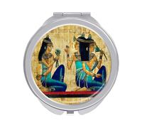 Old Egyptian Papyrus and Hieroglyph Retro Vintage Style Folding Make Up Mirror, Compact 2X/1X Magnification Mirror, Women Portable Travel Makeup Mirror 2.4 x 2.4 inch