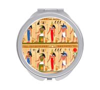 Old Egyptian Papyrus and Hieroglyph Retro Vintage Style Folding Make Up Mirror, Compact 2X/1X Magnification Mirror, Women Portable Travel Makeup Mirror 2.4 x 2.4 inch