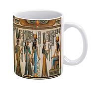 Old Egyptian Papyrus and Hieroglyph Retro Vintage Style Funny White Ceramic Mug, Novelty Tea Coffee Cup 11 Oz, Gifts for Mom/Daughter/Son/Father on Birthday/Christmas/Anniversary