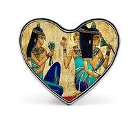 Old Egyptian Papyrus and Hieroglyph Retro Vintage Style Heart Brooch Pin, Unisex Smooth Surface Lapel Tie Pin, Lightweight Badge Jewelry Crafts Decor for Costume Accessory Men Women