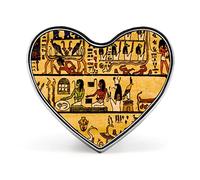 Old Egyptian Papyrus and Hieroglyph Retro Vintage Style Heart Brooch Pin, Unisex Smooth Surface Lapel Tie Pin, Lightweight Badge Jewelry Crafts Decor for Costume Accessory Men Women