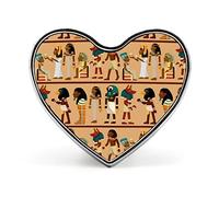 Old Egyptian Papyrus and Hieroglyph Retro Vintage Style Heart Brooch Pin, Unisex Smooth Surface Lapel Tie Pin, Lightweight Badge Jewelry Crafts Decor for Costume Accessory Men Women