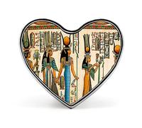 Old Egyptian Papyrus and Hieroglyph Retro Vintage Style Heart Brooch Pin, Unisex Smooth Surface Lapel Tie Pin, Lightweight Badge Jewelry Crafts Decor for Costume Accessory Men Women