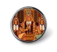 Old Egyptian Papyrus and Hieroglyph Retro Vintage Style Round Brooch Pin, Unisex Smooth Surface Lapel Tie Pin, Lightweight Badge Jewelry Crafts Decor for Costume Accessory Men Women