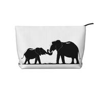 (Old Elephant and Young Elephant) Corduroy Makeup Bag with Zipper,Cosmetic Bags for Women,Small Make Up Bag for Purse,Portable Travel Cosmetic Bag Gift Bag for Women Girls Lady