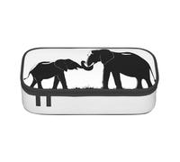old elephant and young elephant Large Capacity Pencil Pen Case Portable Stationery Pouch Holder Box Organizer Makeup Cosmetic Bag Office College Storage Bag Supplies for Work School Travel 21x9.5x5 cm
