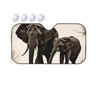 old elephant and young elephant Print Car Windshield Sun Shade for Car Truck SUVs, Aluminum Foil Auto Front Window Sun Visor Sun Heat Protection Sunshade with 2 holes, M