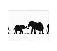 Old Elephant And Young Elephant Print Kitchen Tableware Drying Pad Microfiber Absorbent Dishes Drainer Mats , 18x24 In.