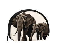 old elephant and young elephant Printed Mini Shell-Shaped Coin Purse Zipper Pouch Change Holder Wallet For Men Women