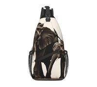 Old Elephant and Young Elephant Printed Sling Bag Crossbody Backpack for Men Women, Versatile Casual Shoulder Chest Bag for Running Hiking Cycling Travel Work