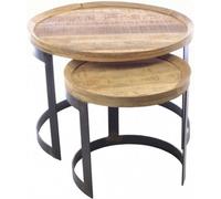 Old Empire Mango Wood Round Nest of Tables