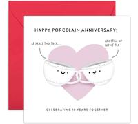 Old English Co. 18th Wedding Anniversary Card for Husband and Wife - Cute Funny Porcelain Anniversary Greeting Card for Husband Wife - Eighteenth Anniversary Card for Couple - Blank Inside