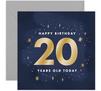 Old English Co. 20 Today Birthday Card for Man or Woman - Gold Foil Sparkle Stars Bday Gifts for Him or Her - Shiny Design for Son, Daughter, Niece, Nephew | Blank Inside with envelope