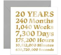 Old English Co. 20th Anniversary Lace Card - Stylish Gold Foil Twentieth Birthday Card for Him or Her | Card for Husband, Wife, Girlfriend, Boyfriend, Happy Couple | Blank Inside & Envelope Included