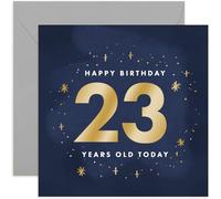 Old English Co. 23 Today Birthday Card for Man or Woman - Gold Foil Sparkle Stars Bday Gifts for Him or Her - Shiny Design for Son, Daughter, Niece, Nephew | Blank Inside with envelope