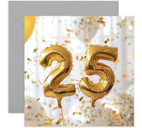 Old English Co. 25th Birthday Card for Daughter Son - Special Age Milestone Number Card - Gold Number Balloons - 25th Birthday Card for Him Her Friend - Female Male Card | Blank Inside