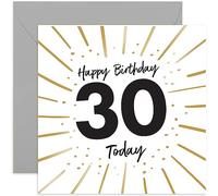Old English Co. 30 Today Birthday Card for Man or Woman - Gold Foil Confetti Stylish Age Birthday Card for Him or Her - Shiny 30th Birthday Card for Son, Daughter, Brother, Sister | Blank Inside