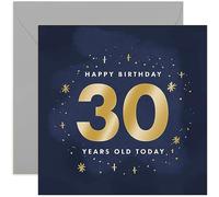 Old English Co. 30 Today Birthday Card for Man or Woman - Gold Foil Sparkle Stars Birthday Card for Him or Her - Shiny 30th Birthday Card for Son, Daughter, Brother, Sister | Blank Inside