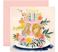 Old English Co. 40th Birthday Card for Women - Special Gold Foil Birthday Cake Card Design - Birthday Card for Daughter, Sister, Aunty, Friend | Blank Inside with Envelope