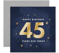 Old English Co. 45 Today Birthday Card for Man or Woman - Gold Foil Sparkle Stars Bday Gifts for Him or Her - Shiny Design for Son, Daughter, Niece, Nephew | Blank Inside with envelope