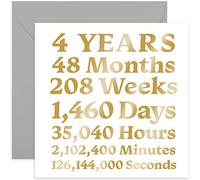 Old English Co. 4th Anniversary Silk Card - Stylish Gold Foil Fourth Birthday Card for Him or Her | Card for Husband, Wife, Girlfriend, Boyfriend, Happy Couple | Blank Inside & Envelope Included