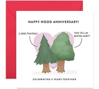 Old English Co. 5th Wedding Anniversary Card for Husband and Wife - Cute Funny Wood Anniversary Greeting Card | Joke Humour Design Fifth Anniversary for Him and Her | Blank Inside & Envelope Included