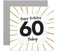Old English Co. 60 Today Birthday Card for Man or Woman - Gold Foil Confetti Stylish Age Birthday Card for Him or Her - Shiny 60th Birthday Card for Mum, Dad, Auntie, Uncle | Blank Inside Envelope
