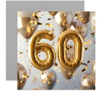 Old English Co. 60th Birthday Card for Mum Dad - Special Age Milestone Number Card - Gold Number Balloons - 60th Birthday Card for Him Her Friend - Female Male Card | Blank Inside