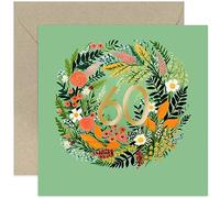 Old English Co. 60th Birthday Card for Women - Green Floral Art Wreath with Gold Foil - Special Sixtieth Birthday Card Gift for Friend, Sister | Blank Inside with Envelope