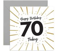 Old English Co. 70 Today Birthday Card for Man or Woman - Gold Foil Confetti Stylish Age Birthday Card for Him or Her - Shiny 70th Birthday Card for Mum, Dad, Auntie, Uncle | Blank Inside Envelope