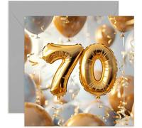 Old English Co. 70th Birthday Card for Mum Dad - Special Age Milestone Number Card - Gold Number Balloons - 70th Birthday Card for Him Her Friend - Female Male Card | Blank Inside