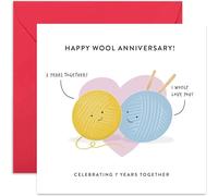 Old English Co. 7th Wedding Anniversary Card for Husband and Wife - Cute Funny Wool Anniversary Greeting Card | Humour Joke Seventh Anniversary for Him and Her | Blank Inside & Envelope Included
