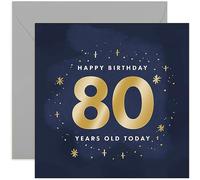 Old English Co. 80 Today Birthday Card for Man or Woman - Gold Foil Sparkle Stars Birthday Card for Him or Her - Shiny 80th Birthday Card for Mum, Dad, Auntie, Uncle | Blank Inside Envelope