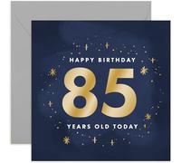 Old English Co. 85 Today Birthday Card for Man or Woman - Gold Foil Sparkle Stars Bday Gifts for Him or Her - Shiny Design for Son, Daughter, Niece, Nephew | Blank Inside with envelope