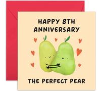 Old English Co. 8th Wedding Anniversary Card for Couple - 'Perfect Pear' Funny Gift for Him Her - Special Cute Eighth Anniversary Card for Husband Wife | Blank Inside Envelope