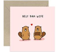 Old English Co. Anniversary Card for Wife - Birthday Card for Wife - Heartfelt Sentimental Birthday Card for Wife from Husband - Funny Beaver Pun Romantic Card for Her | Blank Inside