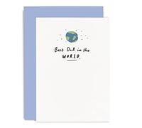 Old English Co. Best Dad in the World Father's DayCard Fun Birthday Card for Dad - Cute Father's Day Card from Son and Daughter | Blank Inside & Envelope Included
