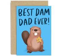 Old English Co. Best Dam Dad Ever Birthday Greeting Card - Beaver Pun Funny Father's Day Card for Dad - Father's Day Card from Son or Daughter - Thank You Dad Card | Blank Inside with Envelope