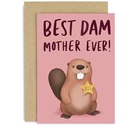 Old English Co. Best Dam Mother Ever Birthday Card - Beaver Pun Funny Mother's Day Card for Mum Mom - Cute Card from Son Daughter - Congratulations Well Done Card | Blank Inside with Envelope