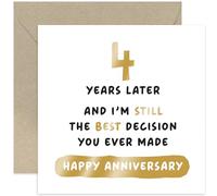 Old English Co. Best Decision You Ever Made Four Year Anniversary Card for Husband or Wife - Hilarious Fruit 4th Wedding Anniversary - Funny Fourth Anniversary Card | Blank Inside Envelope