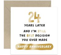 Old English Co. Best Decision You Ever Made Twenty-four Year Anniversary Card for Husband or Wife - Hilarious 24th Wedding Anniversary - Funny Twenty-fourth Anniversary Card | Blank Inside Envelope
