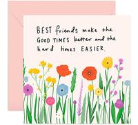 Old English Co. Best Friends Good Times Birthday Card - Cute Female Card for Special Friends | Happy Floral Gift for Ladies, BFF, Her | Blank Inside & Envelope Included