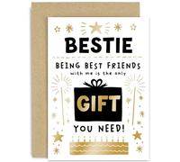 Old English Co. Bestfriend Birthday Cards for Women - Funny Birthday Card for Bestie - 'Only Gift You Need' Cute Birthday Gift for Her - Quality Gold Foil Design | Blank Inside